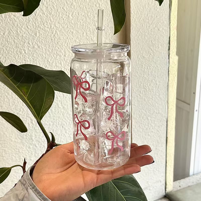 Training Cup Straw - Милый розовый пластиковый стакан с бантиком,
