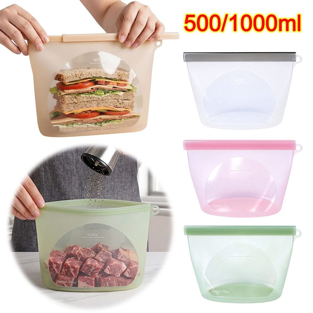 Food Pouch Reusable - Силиконовый пакет для хранения продуктов, влагонепроницаемый,