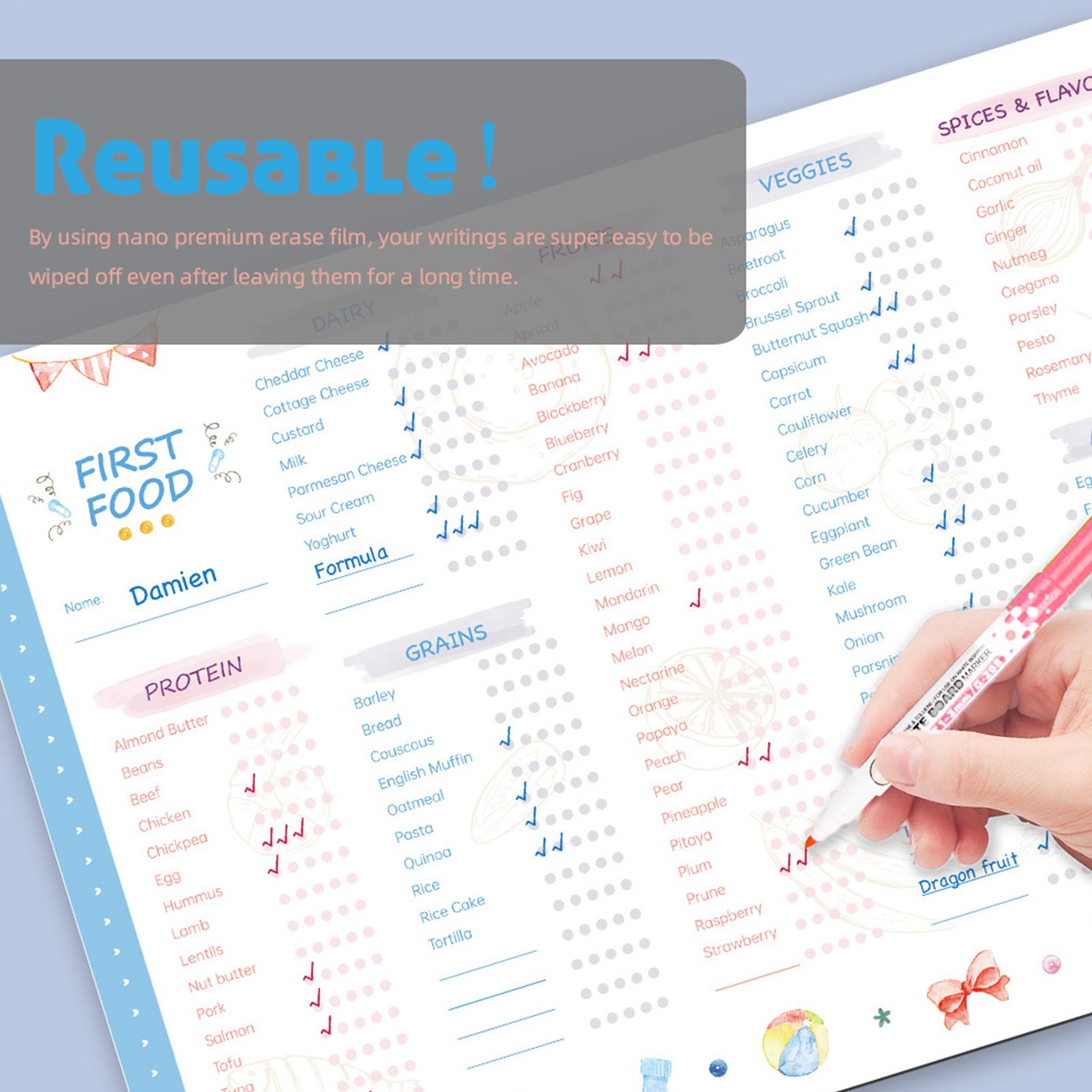 Baby Food Chart - Магнитный многоразовый план питания для малышей: